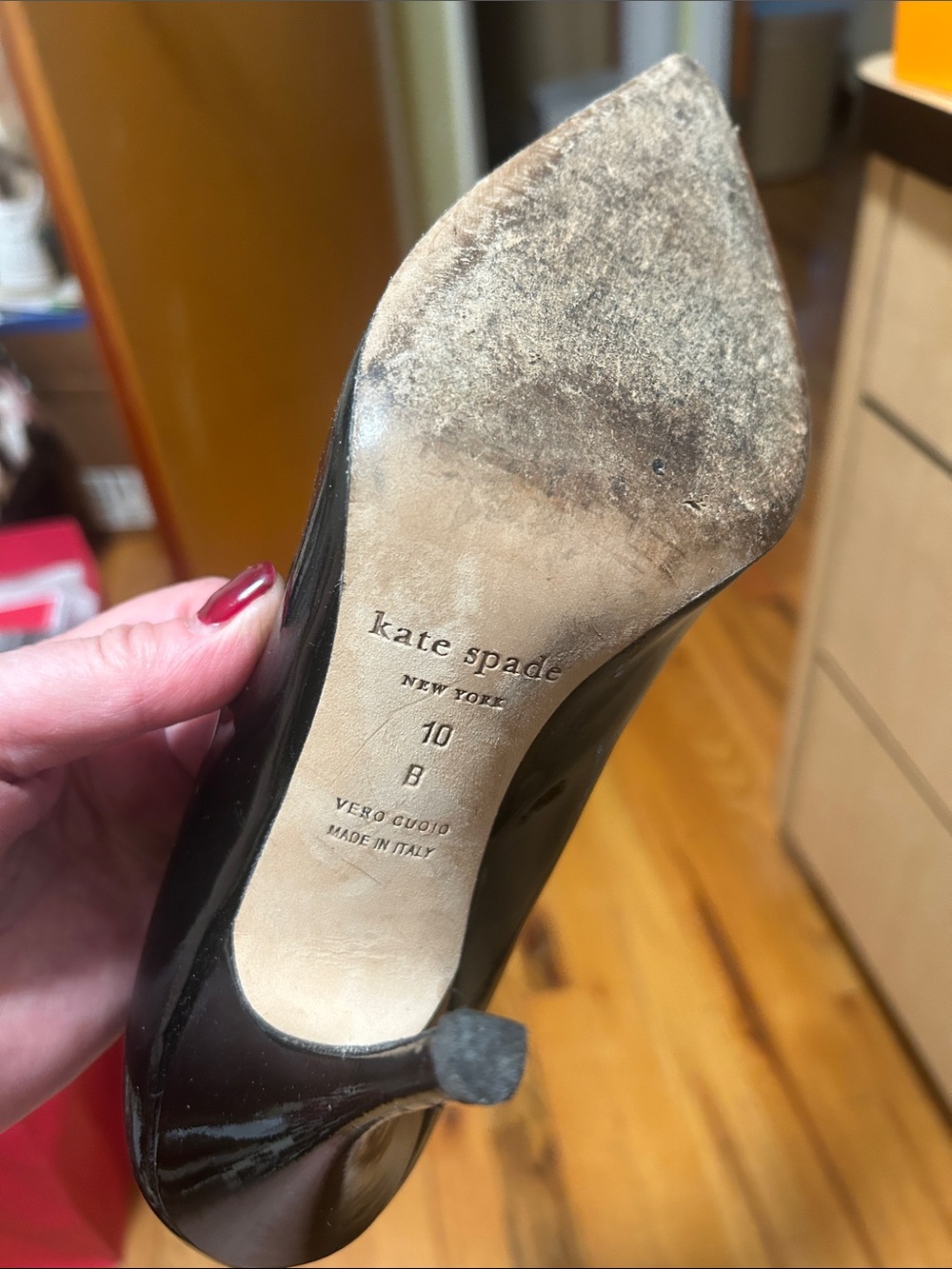 kate spade Black Patent Pointed-Toe Stiletto Pumps - Picture 4 of 4